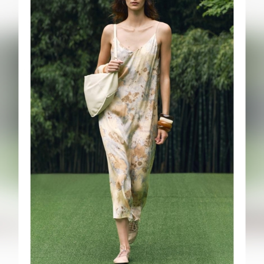 Zara Zw Collection Printed Casual Flowy Slip Dress Sz-XL